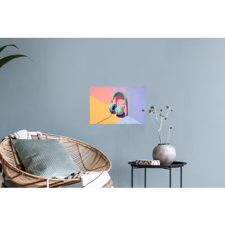 Koptelefoon - Mintgroen - Draad Muursticker klein -plant
