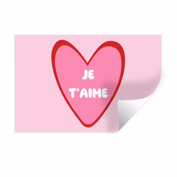 Hart - Frans - Valentijn - Roze Muursticker klein -3d
