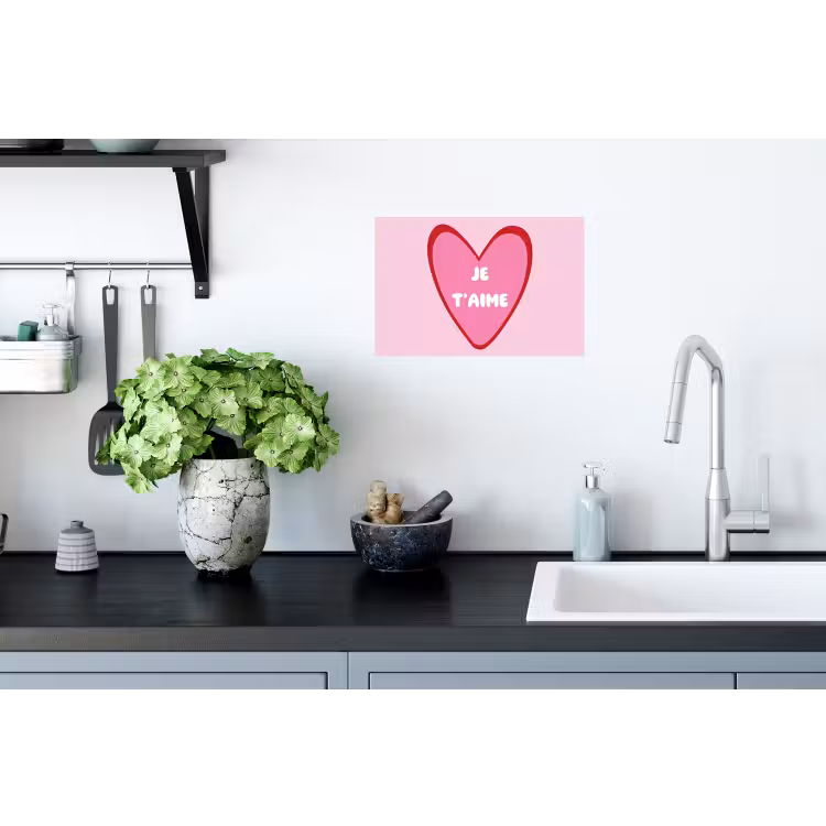 Hart - Frans - Valentijn - Roze Muursticker klein -keuken