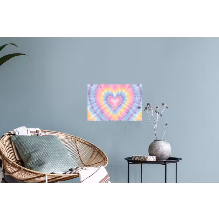 Hartvorm - Pastelkleuren - Tie Dye Muursticker klein -plant
