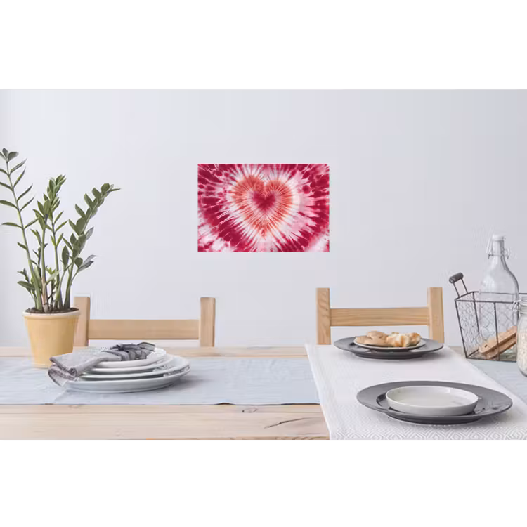 Hartvorm - Roze - Tie dye Muursticker klein -eettafel