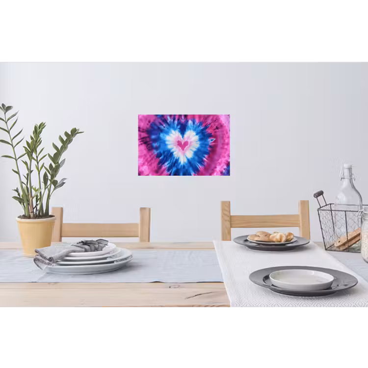 Hartvormig - Tie dye - Paars Muursticker klein -eettafel