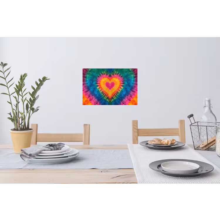 Hart - Tie Dye - Kleurrijk Muursticker klein -eettafel