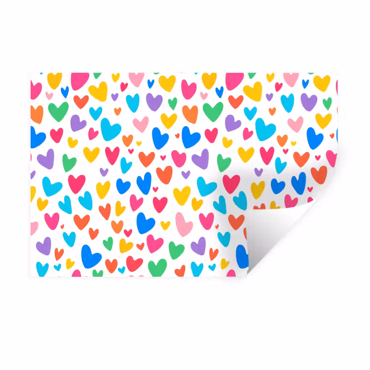 Hartjes - Kleurrijk - Patroon - Levendig Muursticker klein -3d