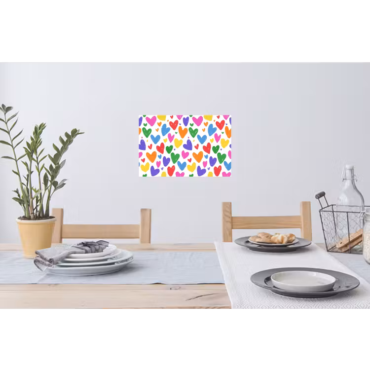 Hartjes - Patroon - Kleurrijk - Tekening Muursticker klein -eettafel