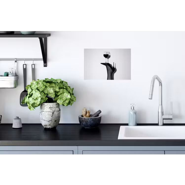 Hak - Wijn - Minimalistisch - Zwart Muursticker klein -keuken