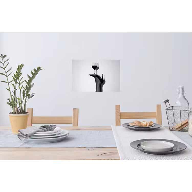 Hak - Wijn - Minimalistisch - Zwart Muursticker klein -eettafel