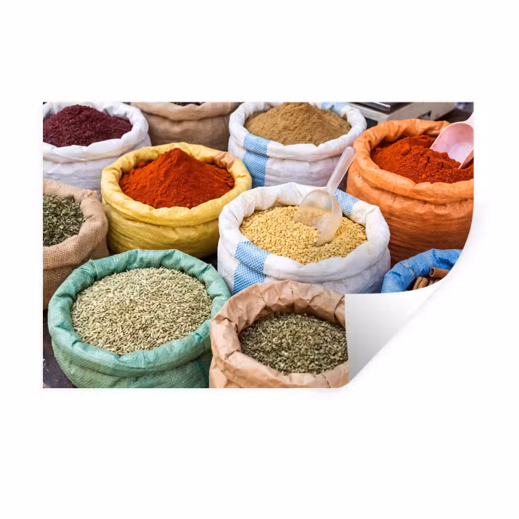 Wall Sticker - Herbs - Bags - Market - Kruiden - Zakken - Markt Muursticker klein