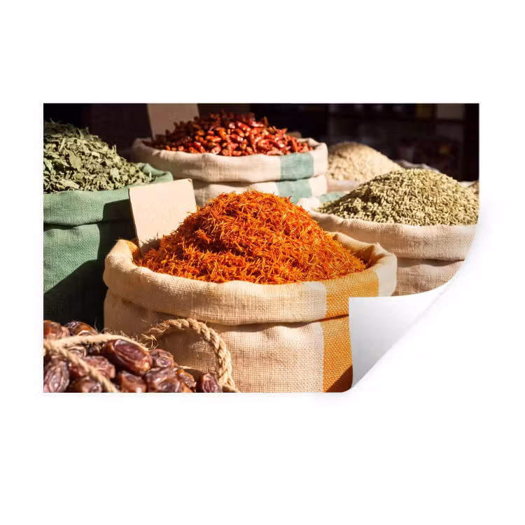 Wall Sticker - Herbs - Market - Colorful - Kruiden - Markt - Kleurrijk Muursticker klein