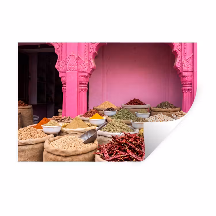 Wall Sticker - Herbs - Market - Pink - Kruiden - Markt - Roze Muursticker klein