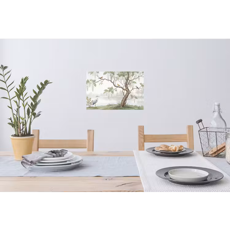 Reiger - Landschap - Groen Muursticker klein -eettafel