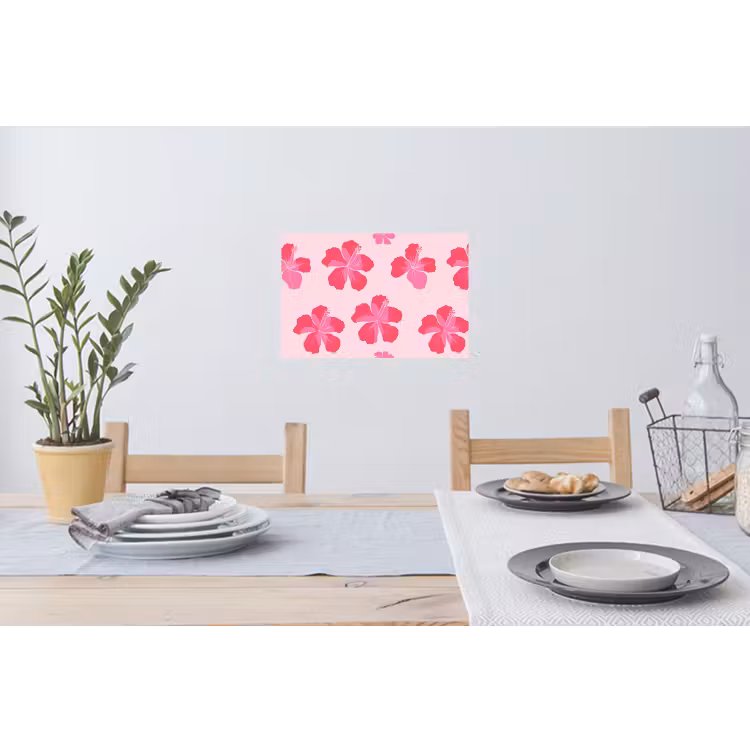 Hibiscus - Bloemen - Roze Muursticker klein 286 -eettafel