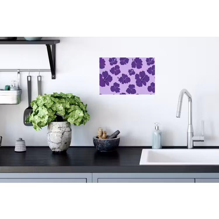 Hibiscus - Bloemen - Paars Muursticker klein 286 -keuken