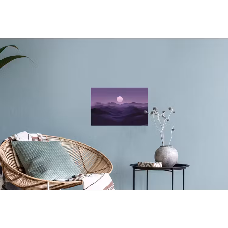 Heuvels - Paars - Mist - Zon Muursticker klein -plant