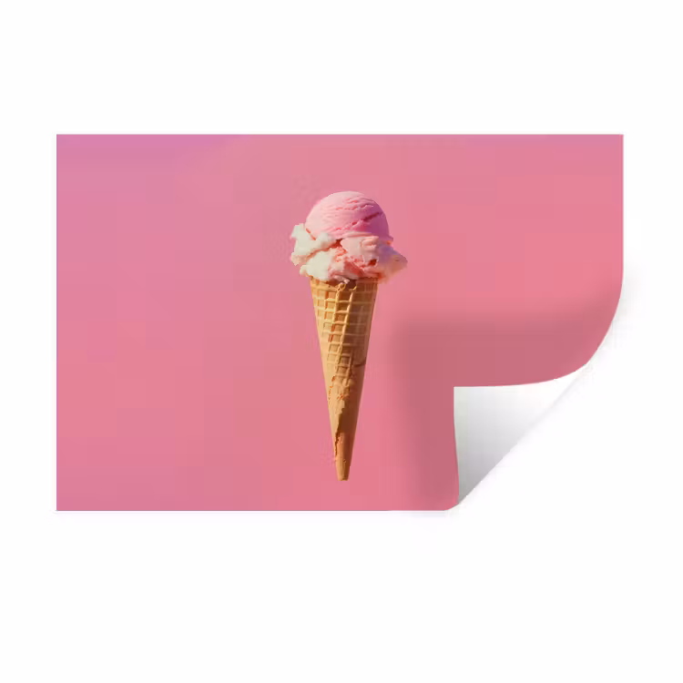 Hoorntje - Schepijs - Roze Muursticker klein -3d
