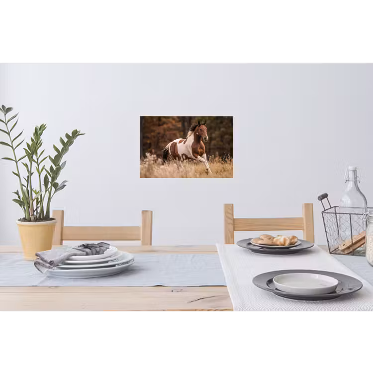 Paard - Bruin - Gras Muursticker klein -eettafel