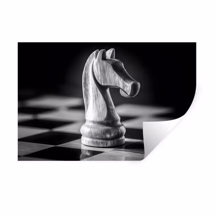 Paard - Hout - Schaalbord - Zwart Muursticker klein -3d