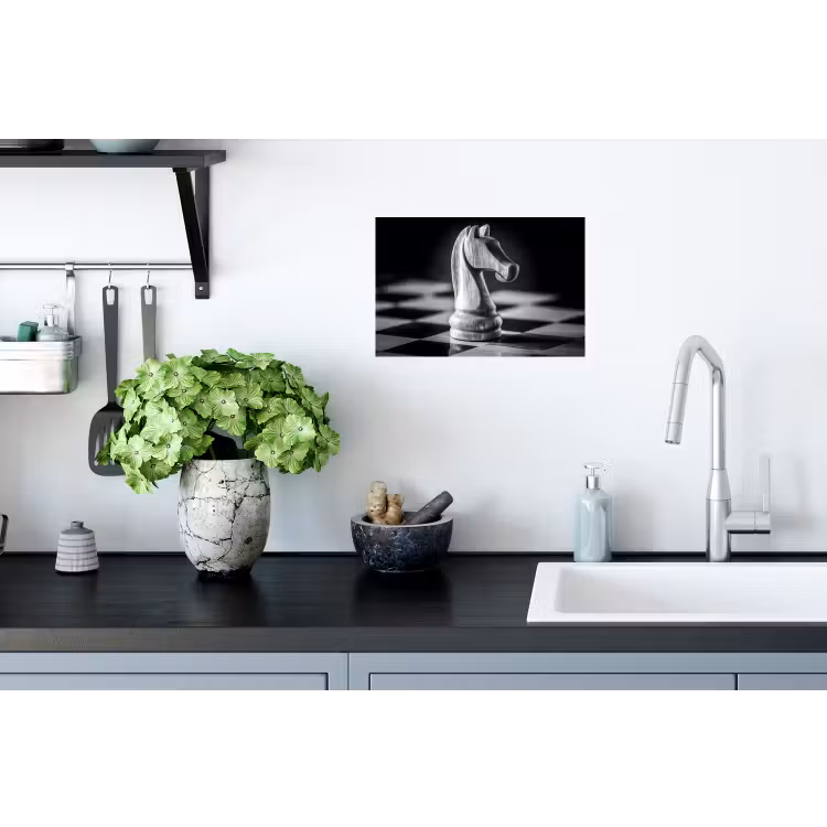 Paard - Hout - Schaalbord - Zwart Muursticker klein -keuken