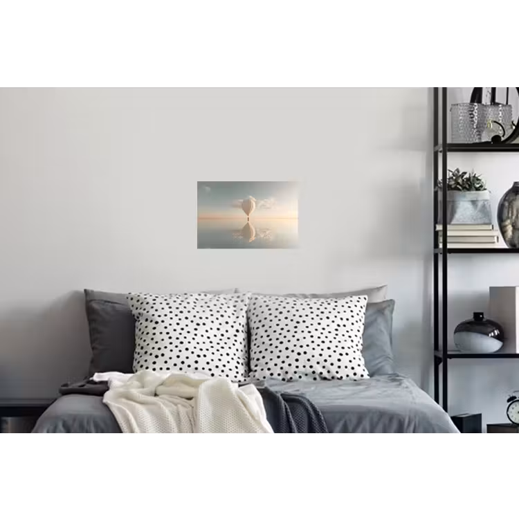 Luchtballon - Wolken - Water - Blauw Muursticker klein -slaapkamer