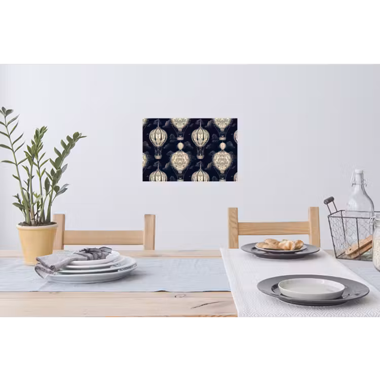 Luchtballonnen - Wolken - Patroon - Donkerblauw Muursticker klein 286 -eettafel