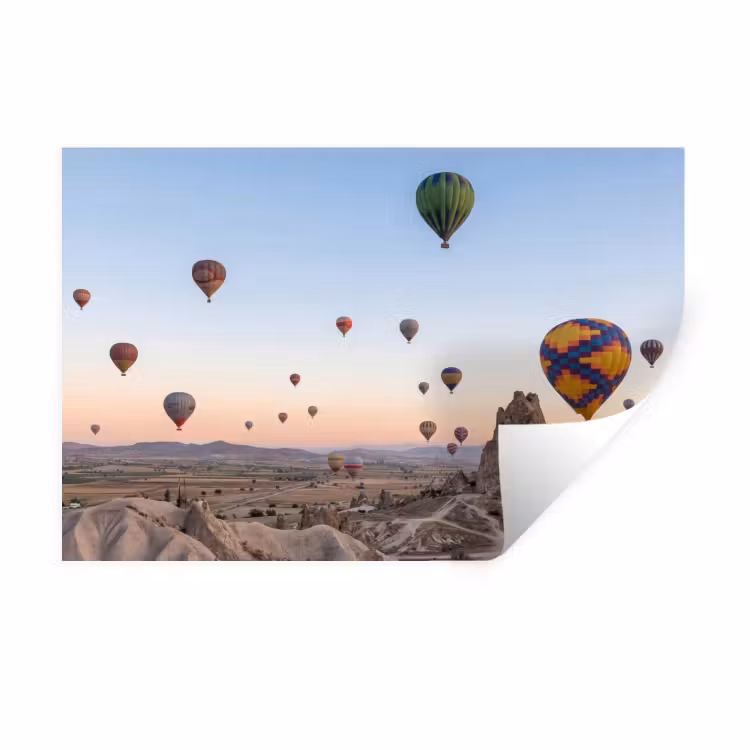 Luchtballonnen - Rotsen - Zonsopgang Muursticker klein -3d