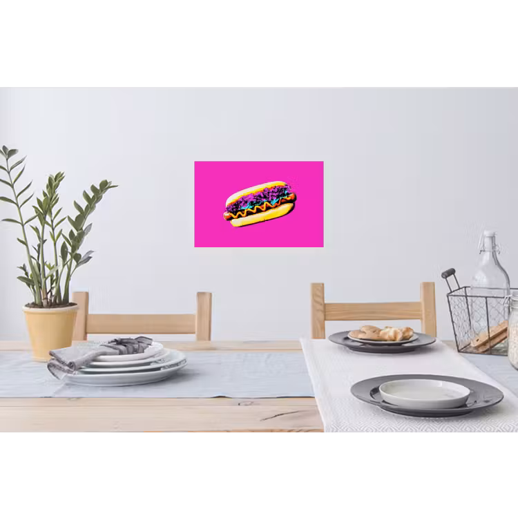 Hotdog - Roze - Retro Muursticker klein -eettafel
