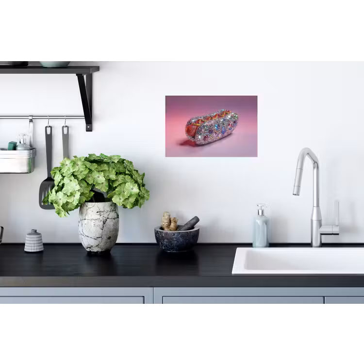 Hotdog - Steentjes - Glitters - Paars Muursticker klein -keuken