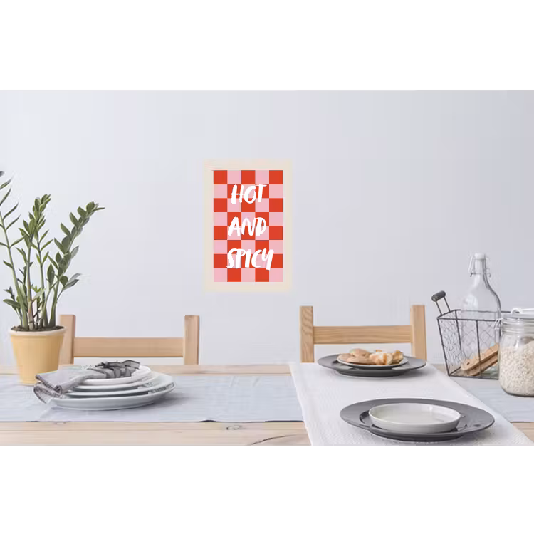 Hot - Spicy - Geruit - Rood Muursticker klein -eettafel
