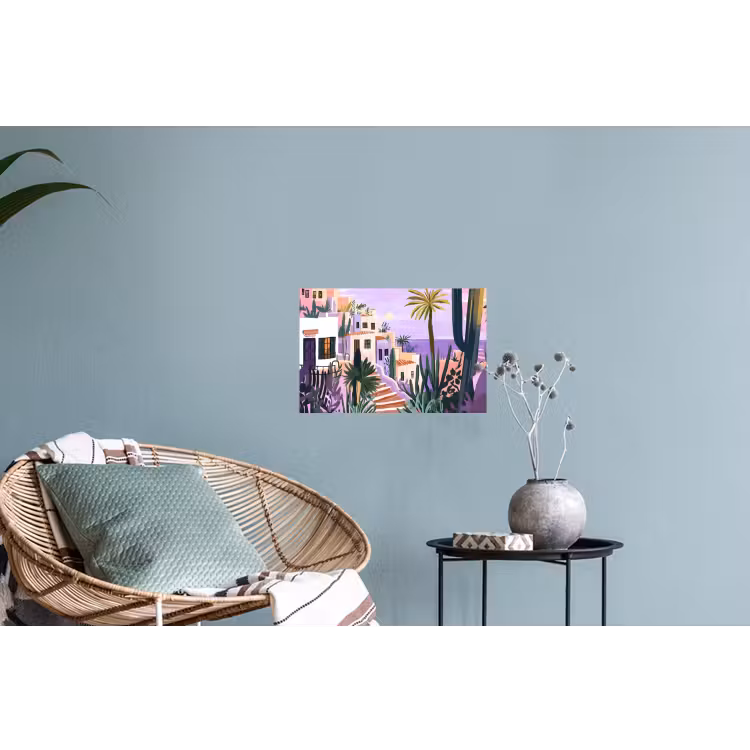Huizen - Minimalistisch - Palmbomen - Kust Muursticker klein -plant