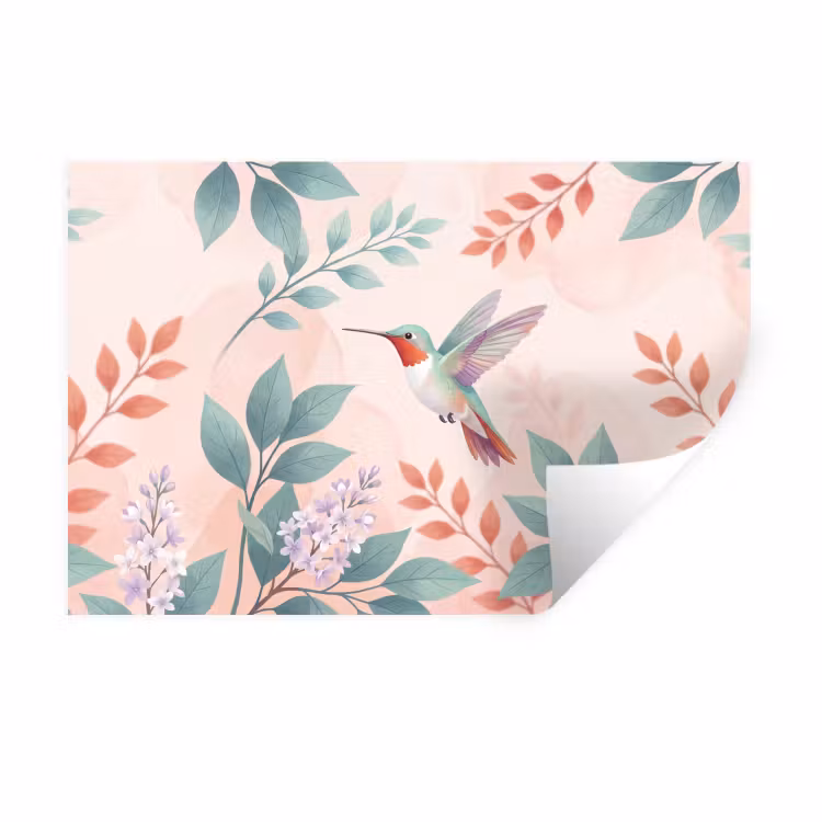 Kolibrie - Vliegen - Natuur - Illustratie - Kleurrijk Muursticker klein -3d