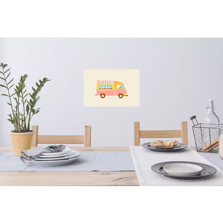 Ijskar - Retro - Softijsjes - Roze Muursticker klein -eettafel