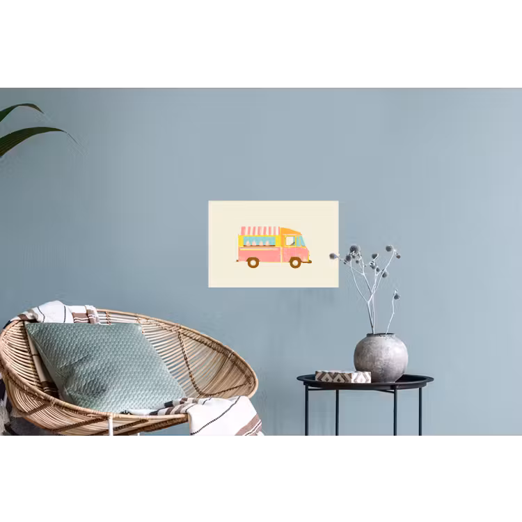 Ijskar - Retro - Softijsjes - Roze Muursticker klein -plant