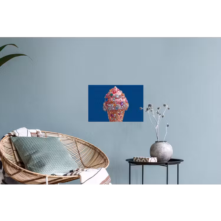Ijsje - Hoorntje - Steentjes - Blauw Muursticker klein -plant