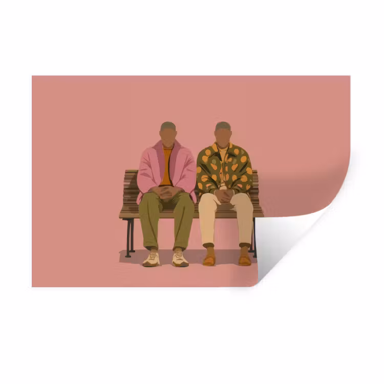 Illustratie - Bankje - Personen - Minimalistisch Muursticker klein -3d