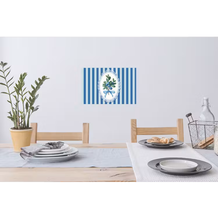 Illustratie - Bessen - Blauw - Strepen Muursticker klein -eettafel