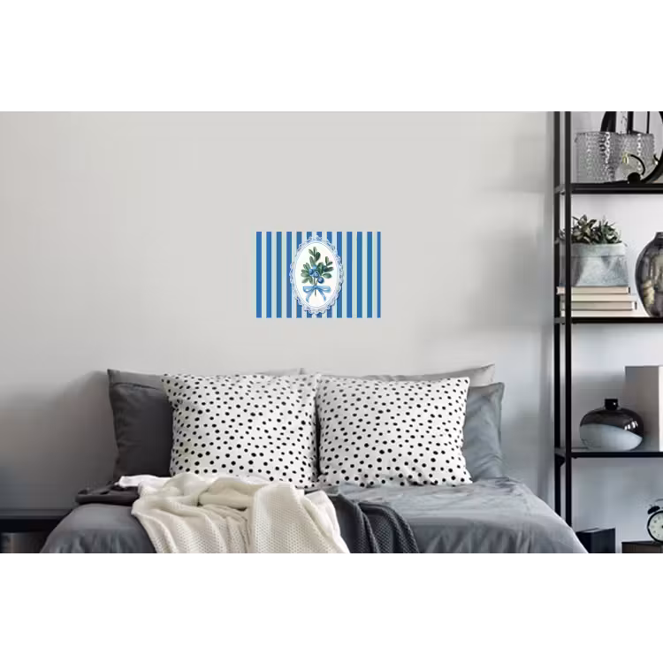 Illustratie - Bessen - Blauw - Strepen Muursticker klein -slaapkamer