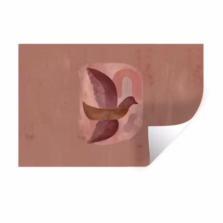 Illustratie - Vogels - Abstract - Roze Muursticker klein -3d