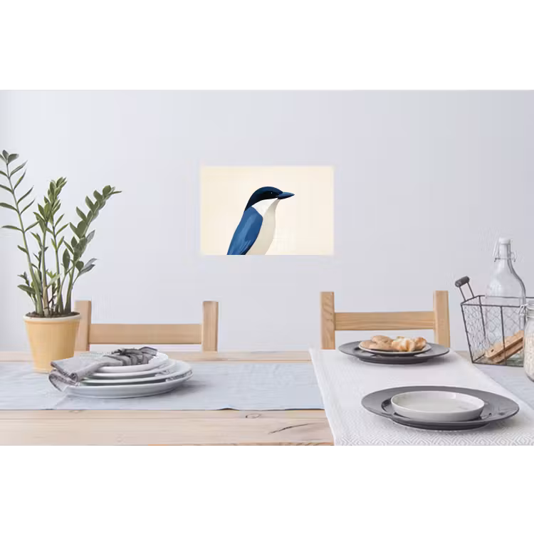 Illustratie - Blauw - Vogel Muursticker klein -eettafel