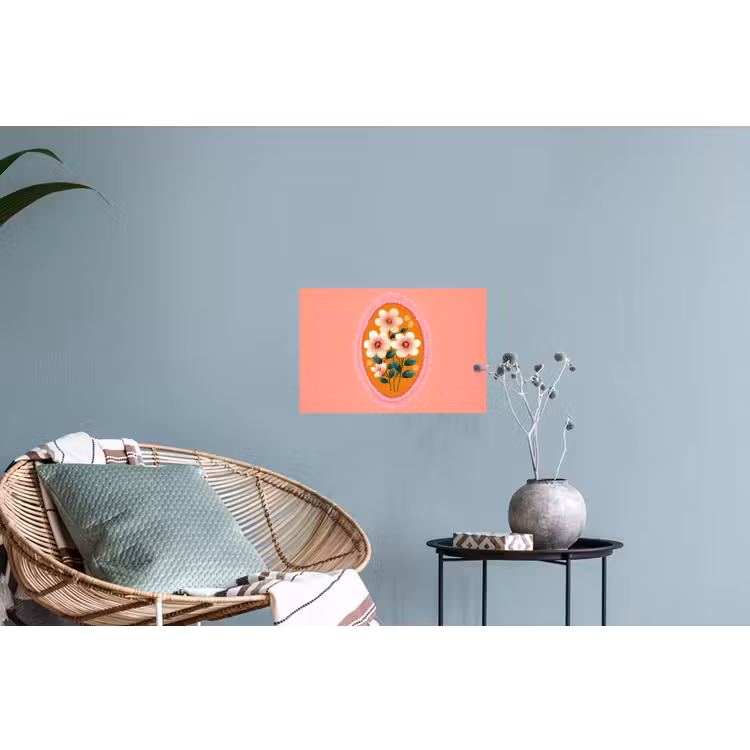 Illustratie - Bloemen - Rand - Roze Muursticker klein -plant