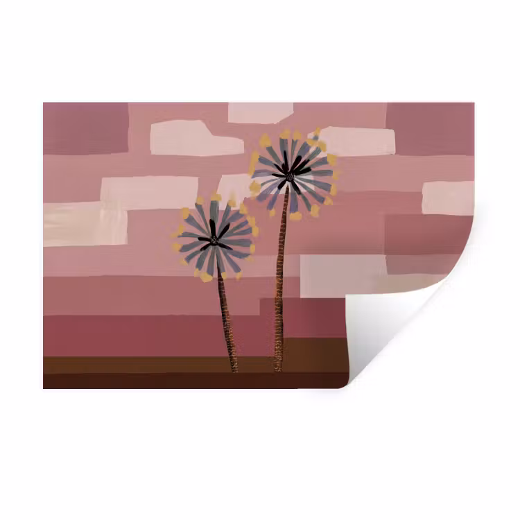 Illustratie - Bloemen - Vlakken - Abstract Muursticker klein -3d