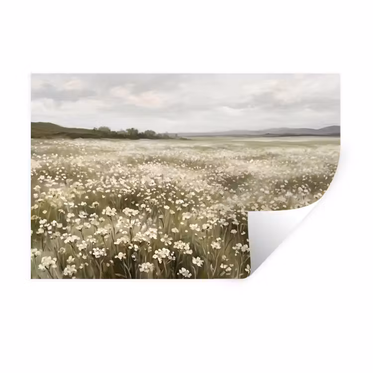 Illustratie - Landschap - Wit Muursticker klein -3d