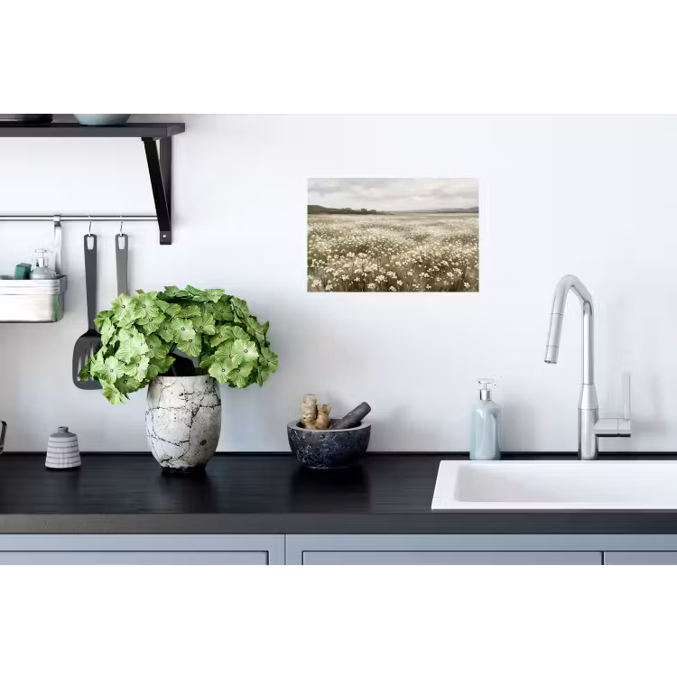 Illustratie - Landschap - Wit Muursticker klein -keuken