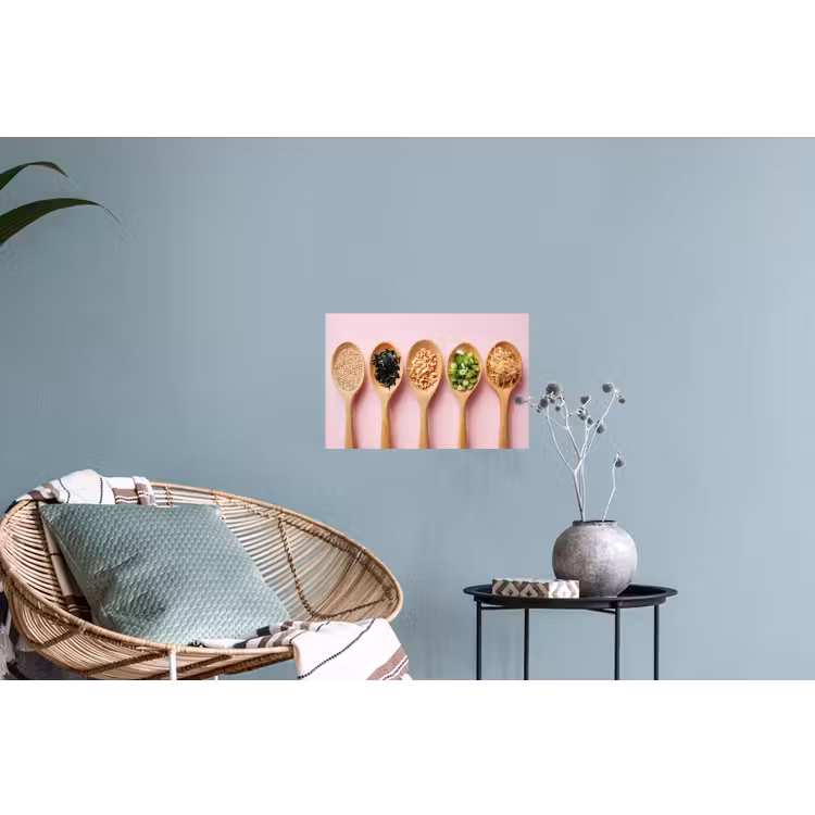 Ingrediënten - Lepels - Hout - Roze Muursticker klein -plant