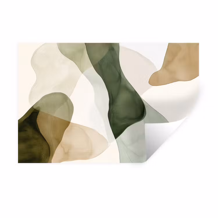 Japandi - Abstract - Groen Muursticker klein -3d