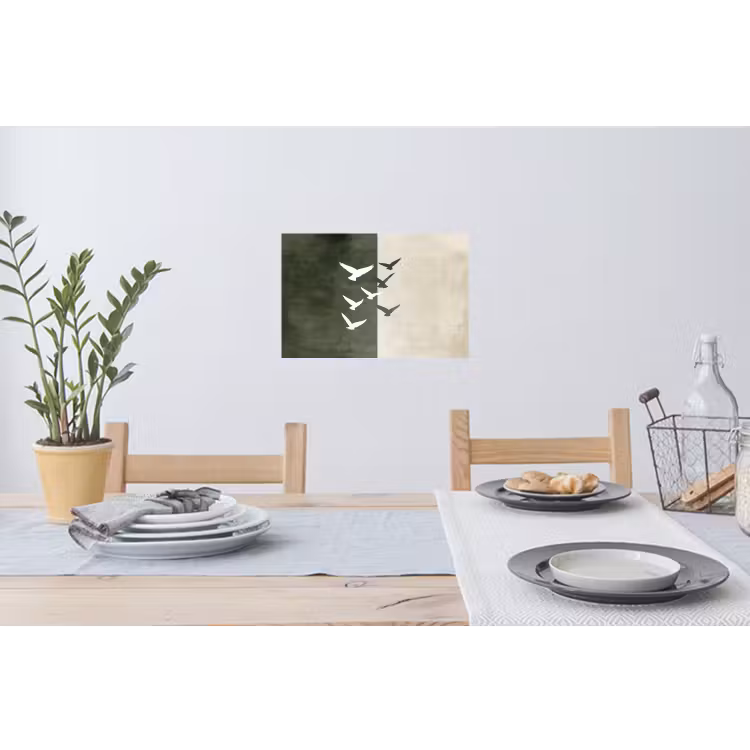 Japandi - Vogel - Groen Muursticker klein -eettafel