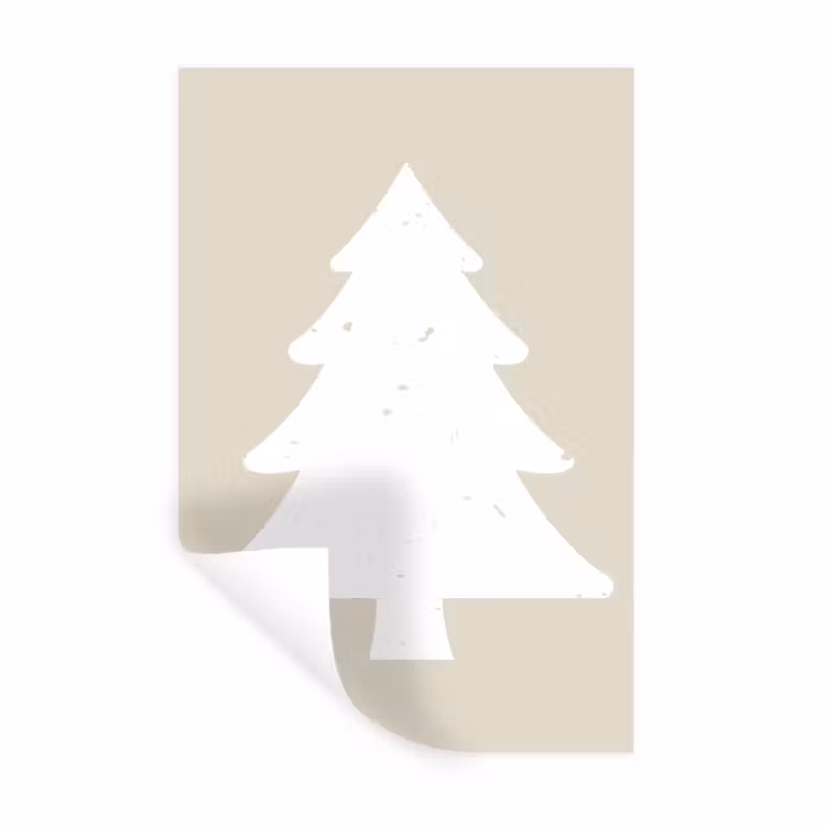 Japandi - Kerstboom - Beige - Kerstversiering Muursticker klein -3d