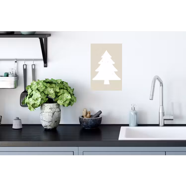 Japandi - Kerstboom - Beige - Kerstversiering Muursticker klein -keuken