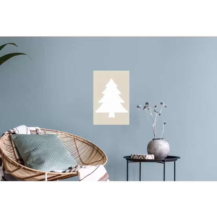 Japandi - Kerstboom - Beige - Kerstversiering Muursticker klein -plant
