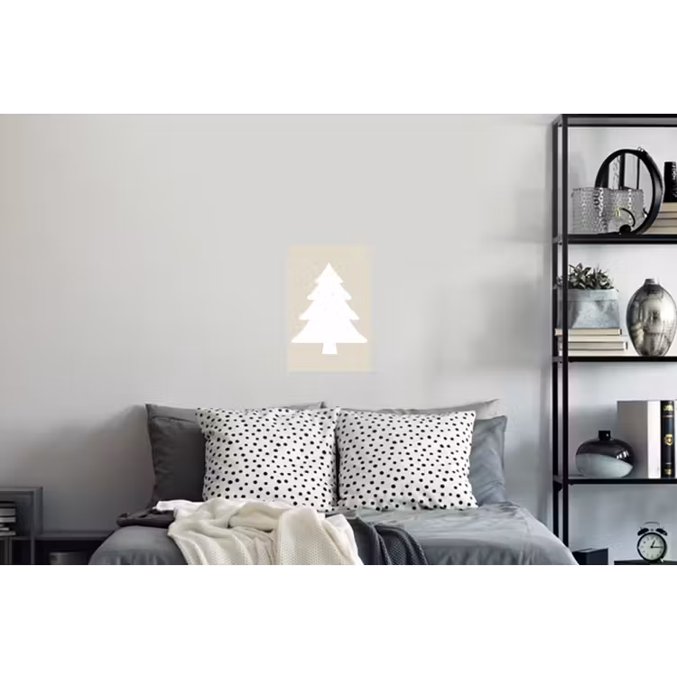 Japandi - Kerstboom - Beige - Kerstversiering Muursticker klein -slaapkamer
