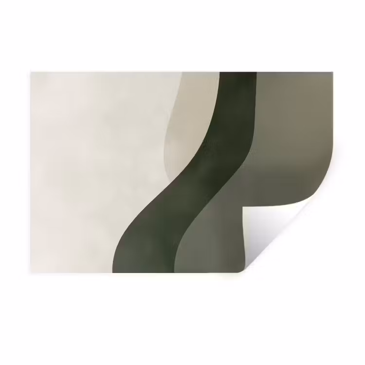 Japandi - Groen - Abstract - Modern Muursticker klein -3d